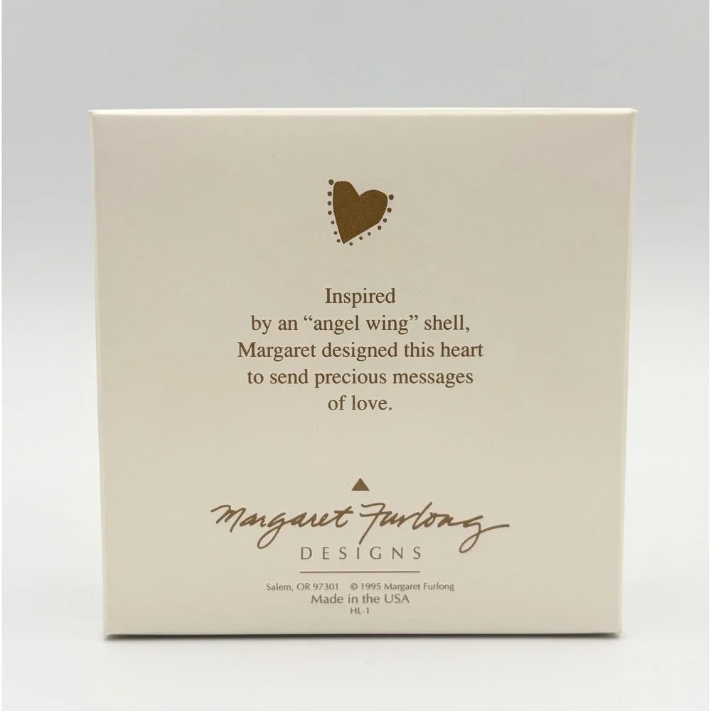 Margaret Furlong Bisque Porcelain Heart Seashell Ornament Wings Of Love 2.5